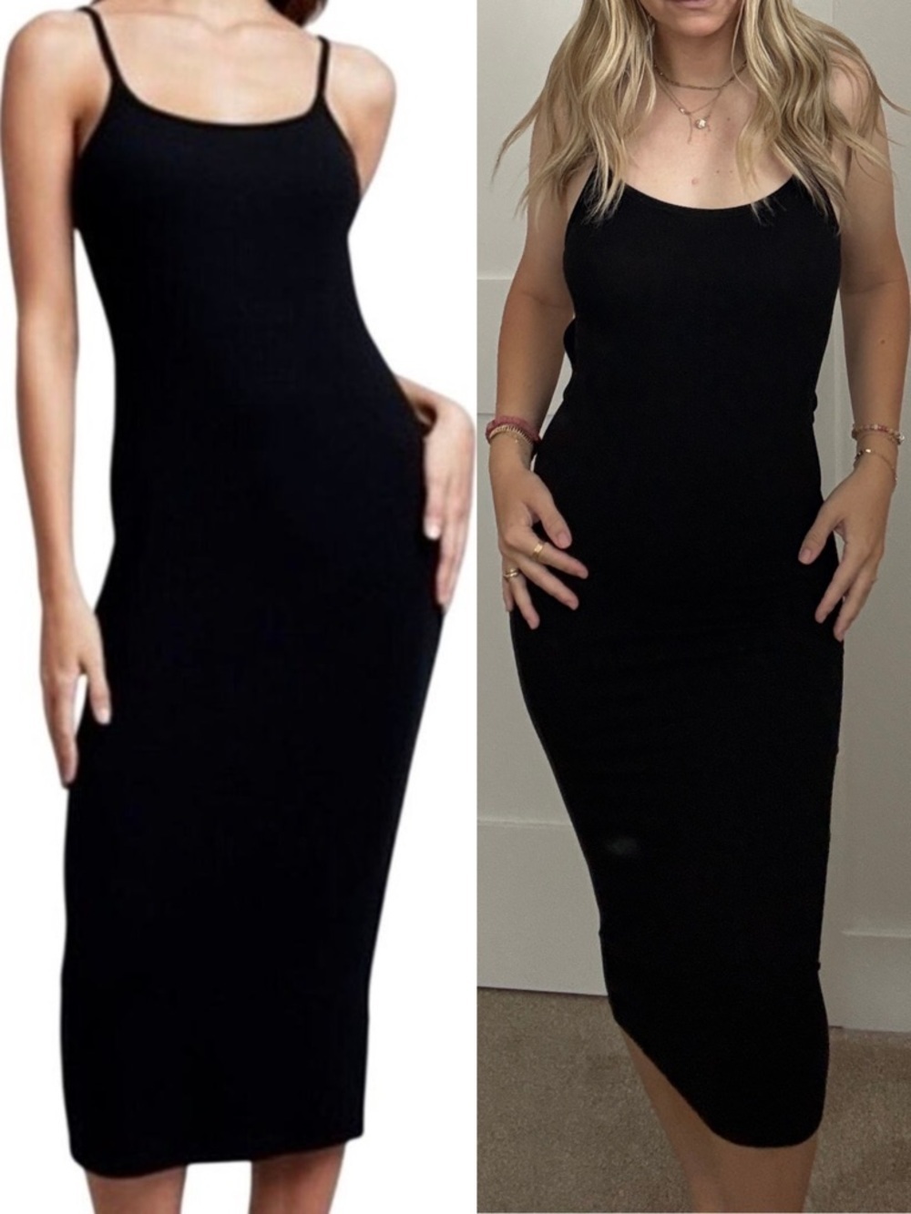 Intermix Fifth & Mode Black Ribbed Midi Dress with Back Tie